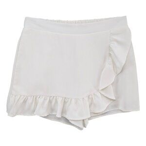 TCEC Ruffle Skort Shorts Womens Solid White Pull On 2" Inseam Skirt Size S